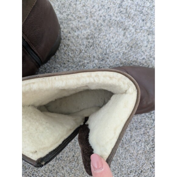 Pajar Canada Women's/ Men's Brown Leather  Tracker Side Zip Sherpa Lined Patches - Picture 9 of 11